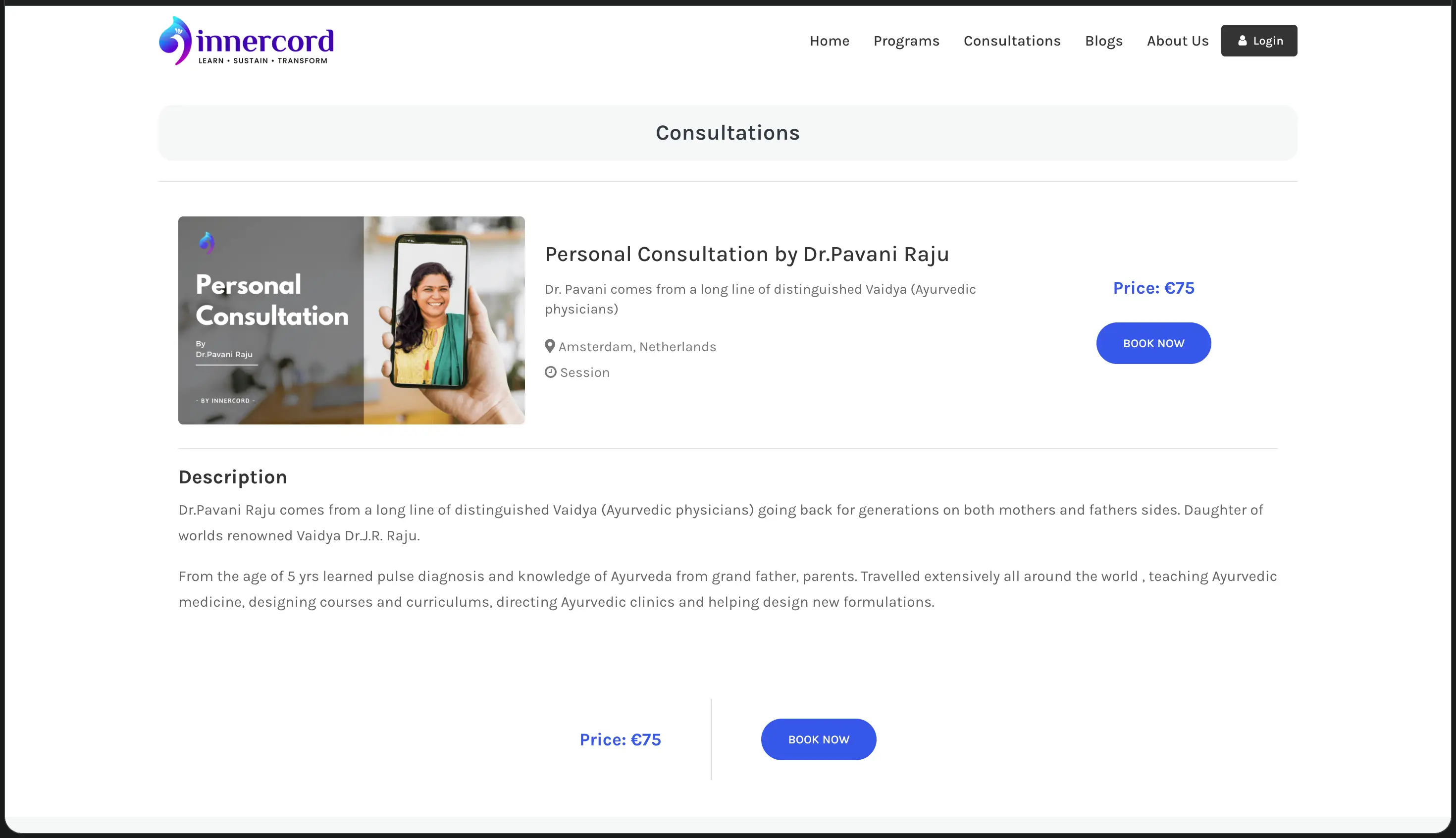 InnerCord consultations page
