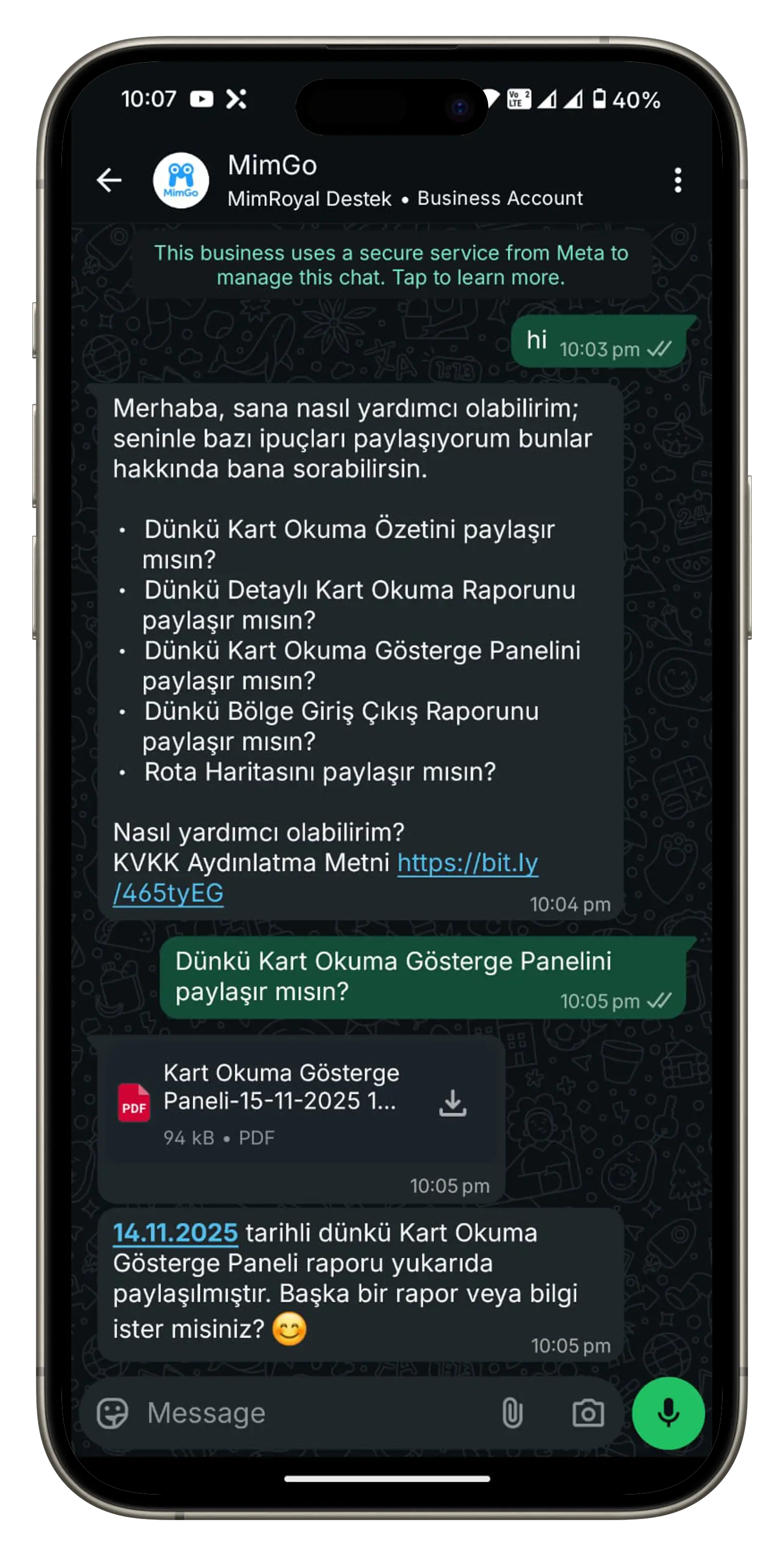 MimGo custom dashboard interface